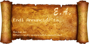 Endl Annunciáta névjegykártya